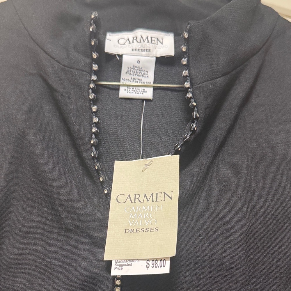 Carmen Marc Valvo Black Dress with Sparkling Trim